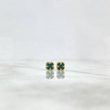 Topos Trébol 2.25gr / 0.7cm / 7mm Malaquita Verde Lisa Oro Amarillo