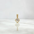 Dije Trébol VCyA 1.45gr / 1.7cm / 10mm Nacar Blanco Punteado Oro Amarillo +4 ©