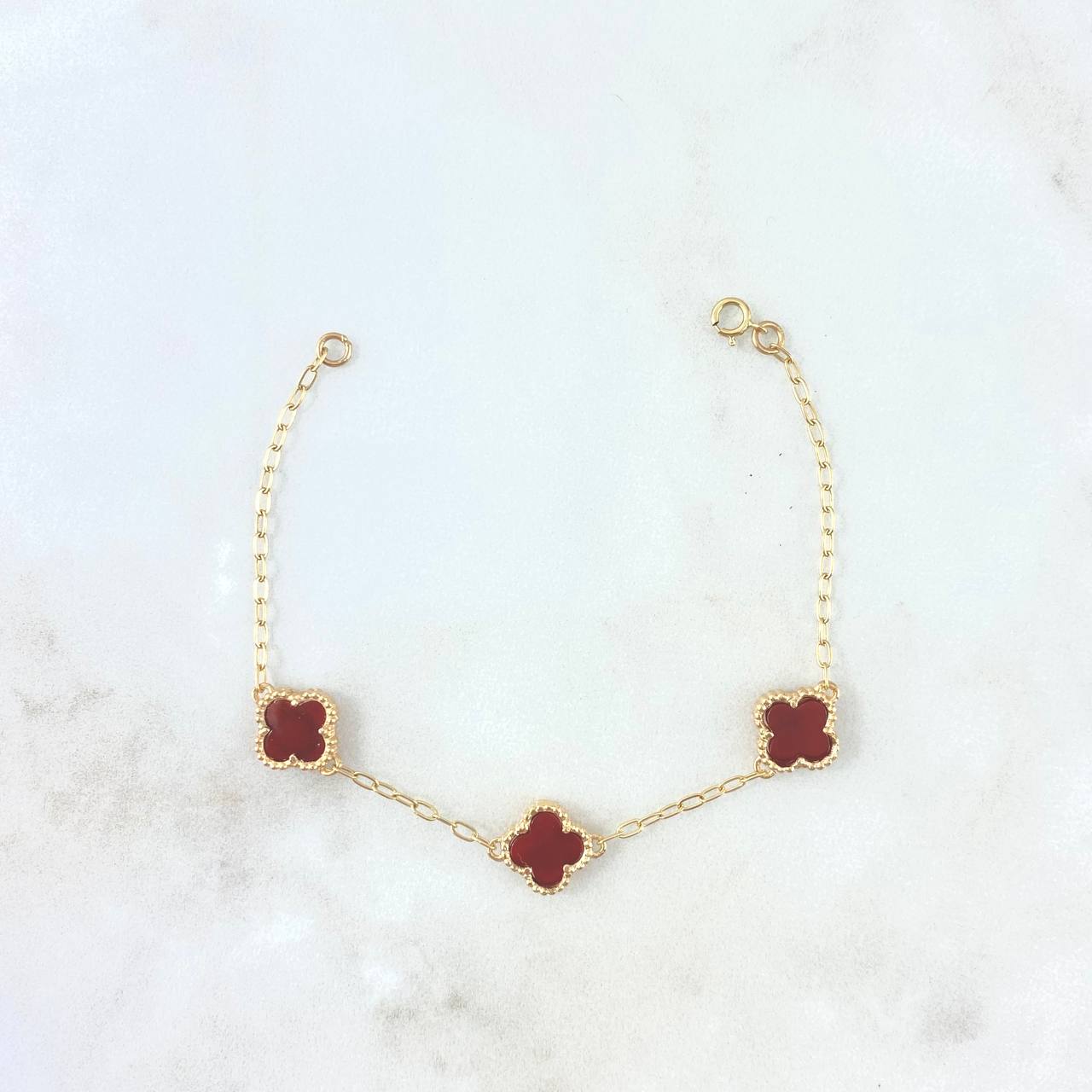 Pulso Aro Seguido Trébol VCyA 4gr / 16cm / 10mm Ambar Rojo Punteado Oro Amarillo Nac.Esp. *