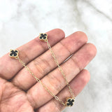 Cadena Aro Seguido Trébol VCyA 6.3gr / 50cm / 8mm Onix Negro Liso Oro Amarillo Nac.Esp. *