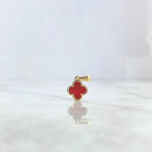 Dije Trébol VCyA 1.15gr / 1.6cm / 9mm Ambar Rojo Liso Oro Amarillo Nac.Esp. ©