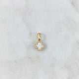 Dije Trébol VCyA 0.9gr / 1.5cm / 7mm Nacar Blanco Punteado Oro Amarillo Nac.Esp. ©