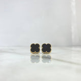 Topos Trébol VCyA 4.75gr / 1.4cm / 14mm Onix Negro Punteado Oro Amarillo Nac.Esp. *