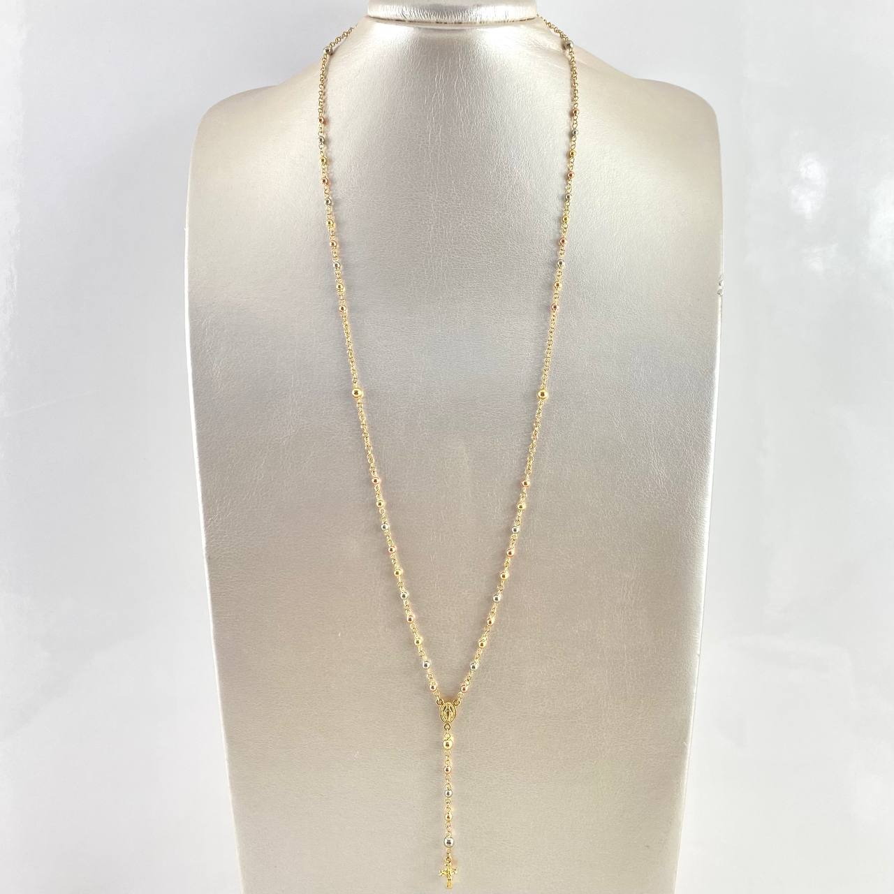 Rosario Virgen Milagrosa 7.3gr / 65cm / 4mm - 3mm Bolas Lisas Tres Oros