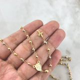 Rosario Virgen Milagrosa 7.3gr / 65cm / 4mm - 3mm Bolas Lisas Tres Oros
