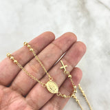 Rosario Virgen Milagrosa 6.15gr / 50cm / 3mm Bolas Diamantadas - Cruz Lisa Oro Amarillo