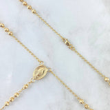 Rosario Virgen Milagrosa 6.15gr / 50cm / 3mm Bolas Diamantadas Cruz Lisa Oro Amarillo ©