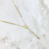 Rosario Virgen Milagrosa 6.15gr / 50cm / 3mm Bolas Diamantadas - Cruz Lisa Oro Amarillo