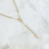 Rosario Virgen Milagrosa 4.6gr / 50cm / 2.5mm Bolas Diamantadas - Cruz Lisa Oro Amarillo +4 *
