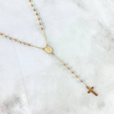 Rosario Virgen Milagrosa 4.25gr / 50cm / 2.5mm Bola Diamantada - Cruz Lisa Tres Oros +4