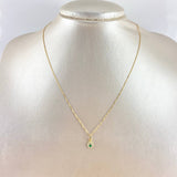 Cadena Veneciana 0.95gr / 40cm + Dije Gota 0.4gr / 1.2cm Circones Blancos - Verde Oro Amarillo (Oferta)