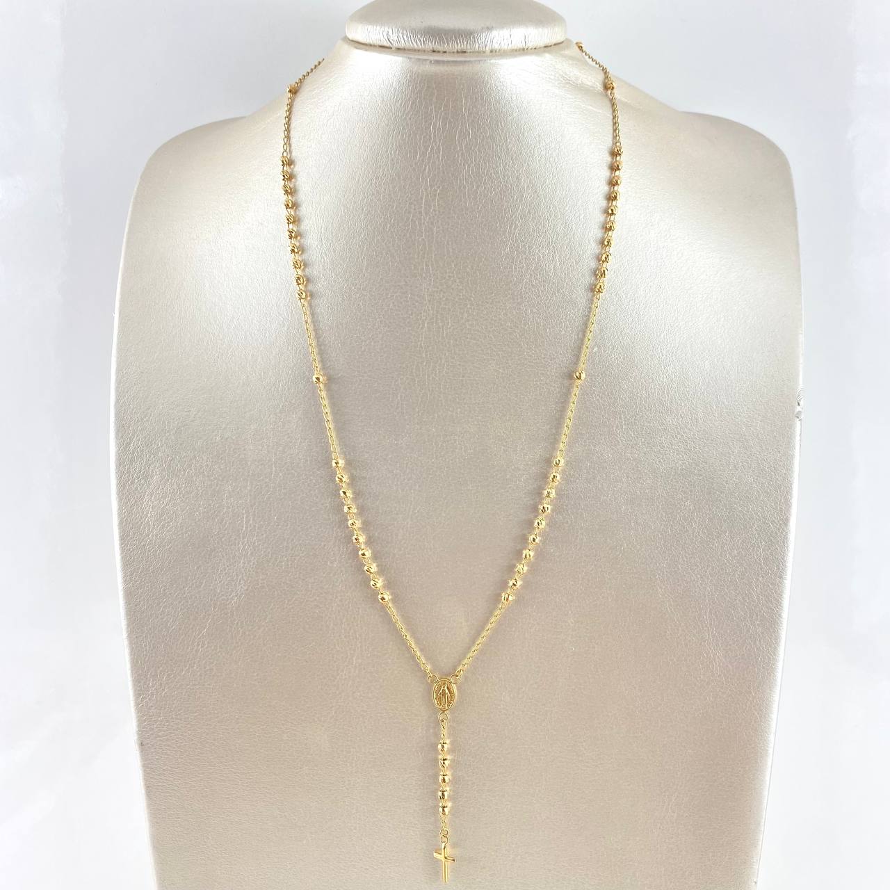 Rosario Virgen Milagrosa 6.8gr / 50cm 3mm Bola Diamantada Oro Amarillo