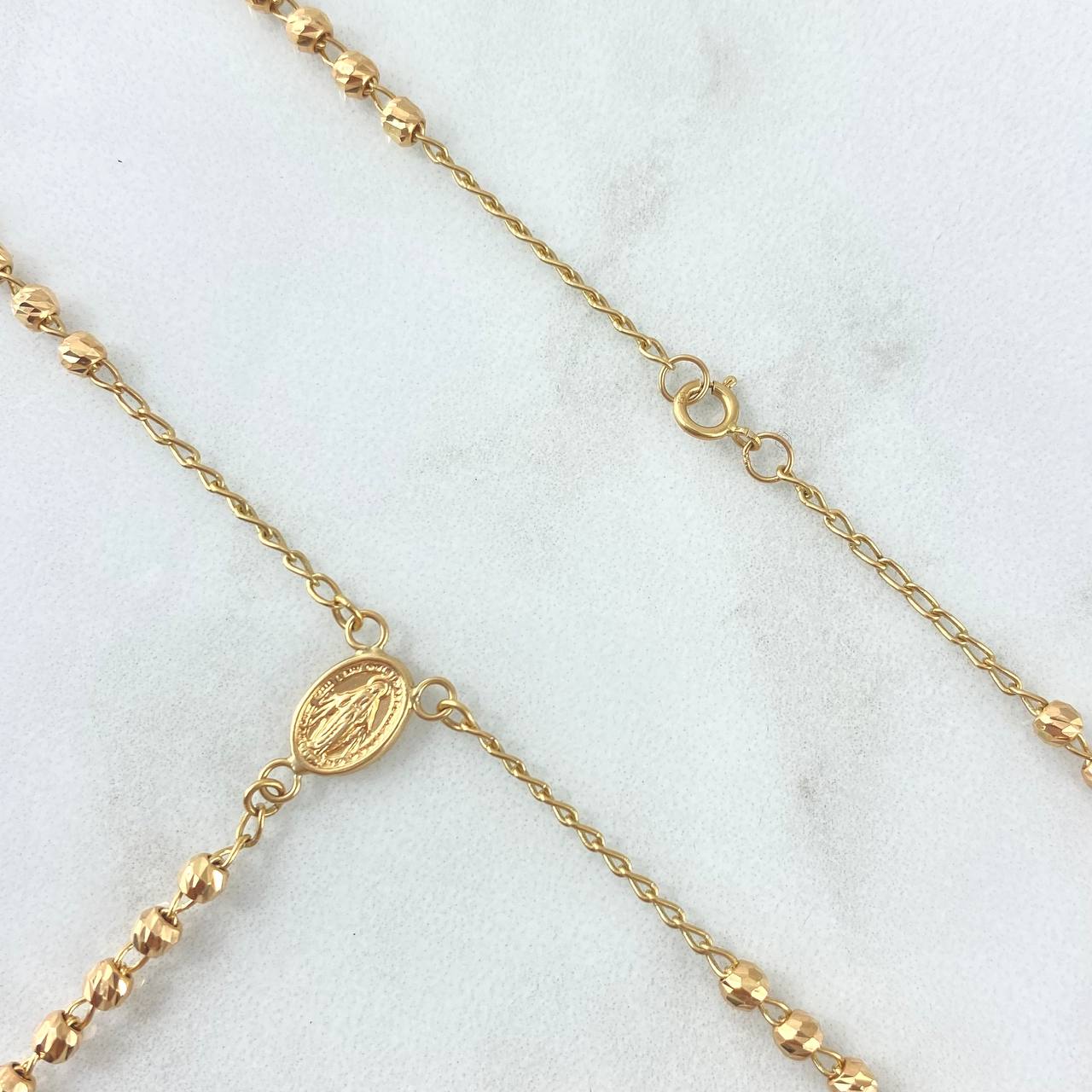 Rosario Virgen Milagrosa 6.8gr / 50cm 3mm Bola Diamantada Oro Amarillo