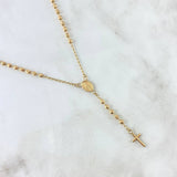 Rosario Virgen Milagrosa 6.8gr / 50cm 3mm Bola Diamantada Oro Amarillo