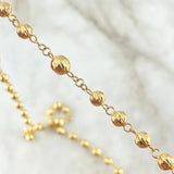 Rosario Virgen Milagrosa 15.7gr / 60cm / 5mm - 6mm Bolas Diamantadas - Cruz Cristo Liso Oro Amarillo ©
