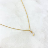 Cadena Mini Cubana 1.1 / 50cm + Dije Luna 0.2gr / 1.1cm Circones Blancos Oro Amarillo (Oferta) ©