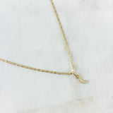 Cadena Plana Diamantada 1.8gr / 50cm + Dije Luna 0.15gr / 1.1cm Circones Blancos Tres Oros (Oferta) ©