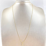 Cadena Plana Diamantada 1.8gr / 50cm + Dije Luna 0.15gr / 1.1cm Circones Blancos Tres Oros (Oferta) ©