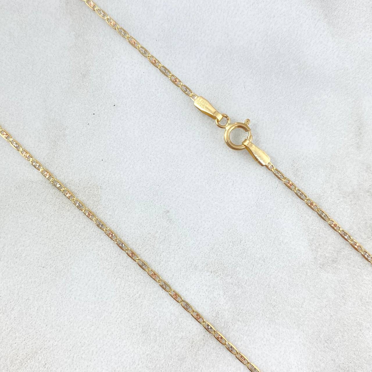 Cadena Plana Diamantada 1.8gr / 50cm + Dije Luna 0.15gr / 1.1cm Circones Blancos Tres Oros (Oferta) ©