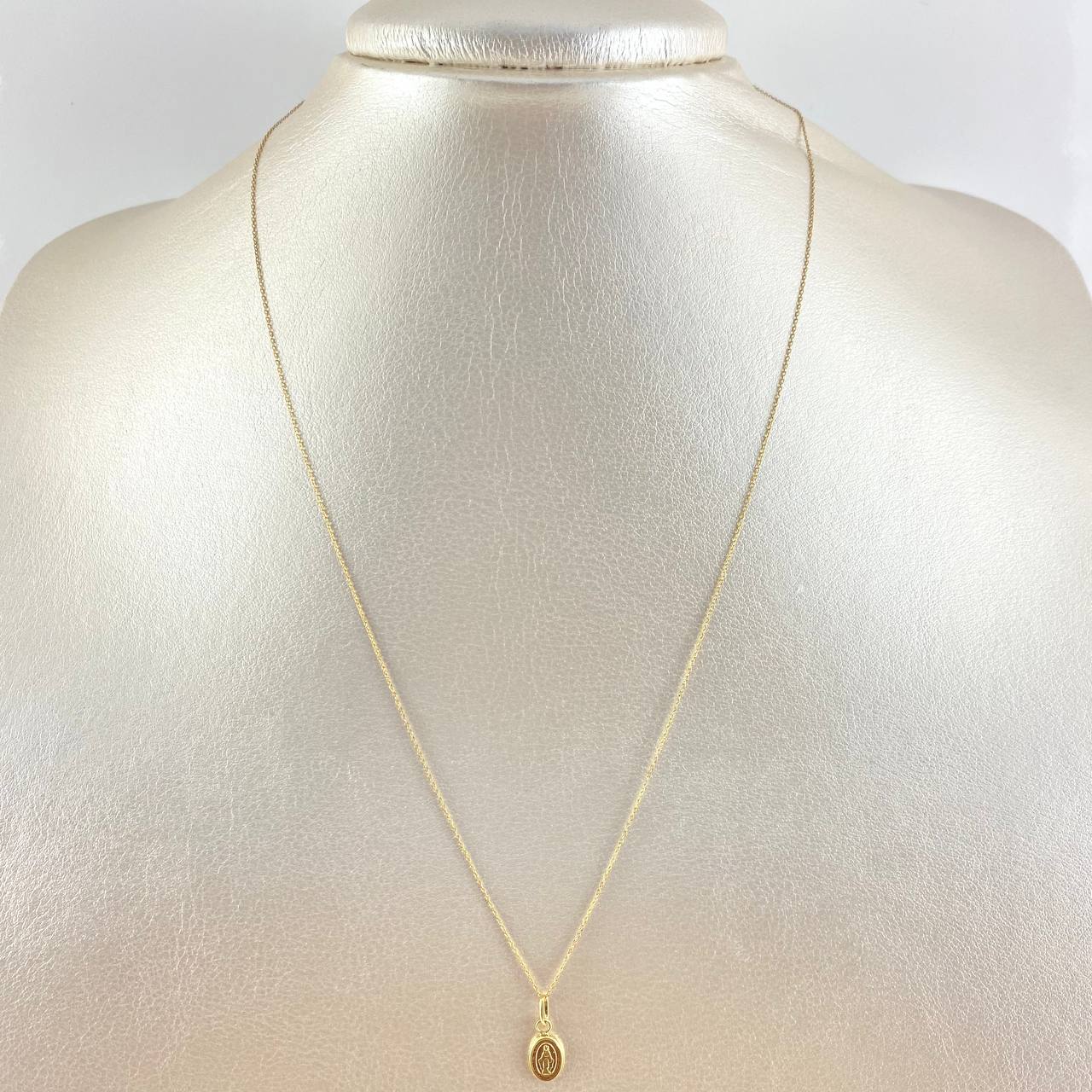 Set Cadena Aro Seguido + Dije Dije Virgen De La Miladrosa / 1gr / 45 cm Oro Amarillo 18K