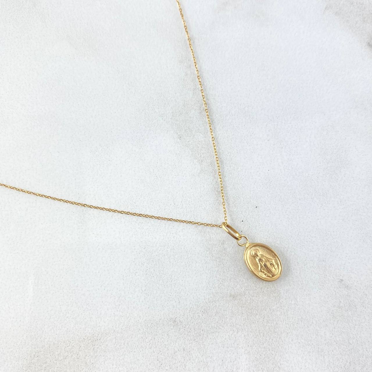 Cadena Aro Seguido 0.55gr / 40cm + Dije Virgen Milagrosa Mate 0.3gr / 1.45cm Oro Amarillo (Oferta) ©