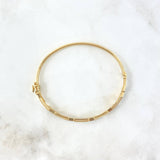 Pulso Aro Linea Escalonada 8.35gr / 18.5cm / Circones Blancos Oro Amarillo +4 *