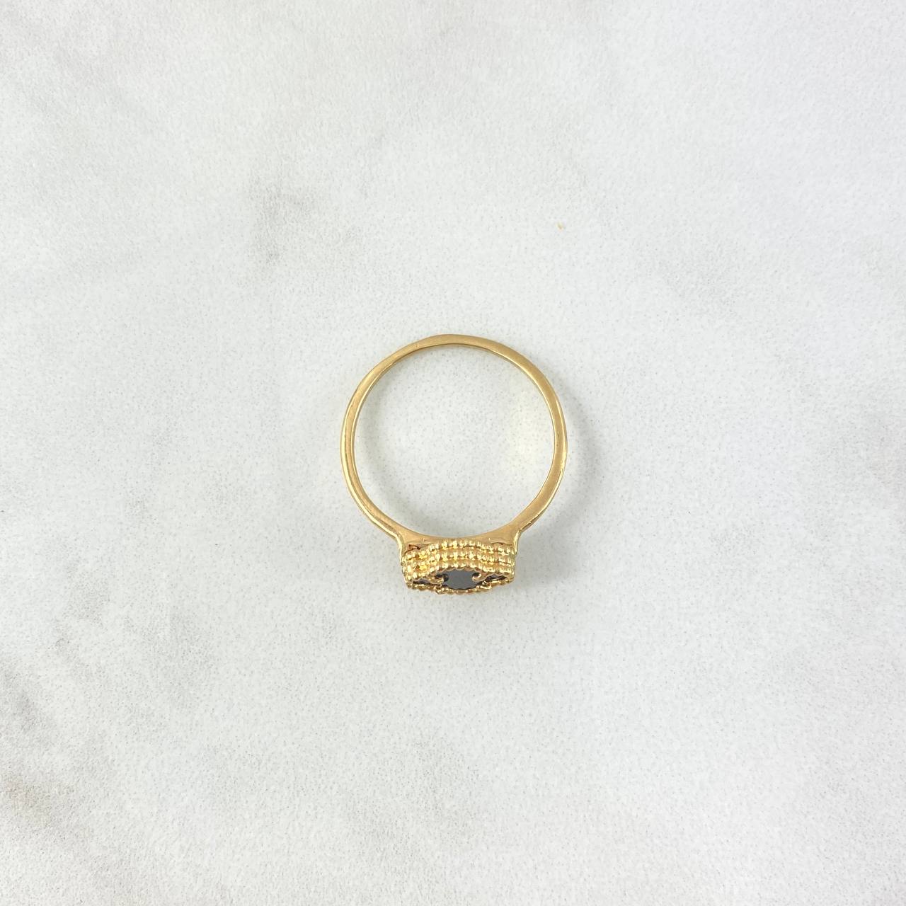 Anillo Trebol VCyA 1.85gr / T7 1/2 / Onix Negro Punteado Oro Amarillo 18K ©