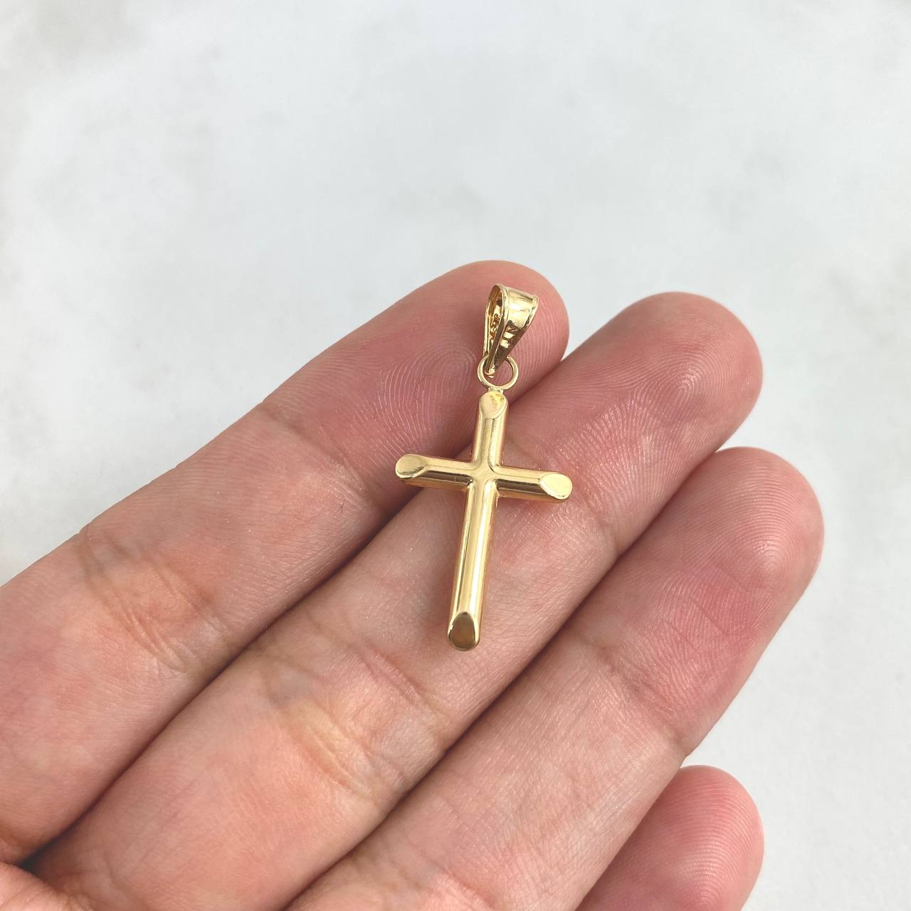 Dije Cruz 0.7gr / 2.8cm / Puntas Planas Lisa Oro Amarillo