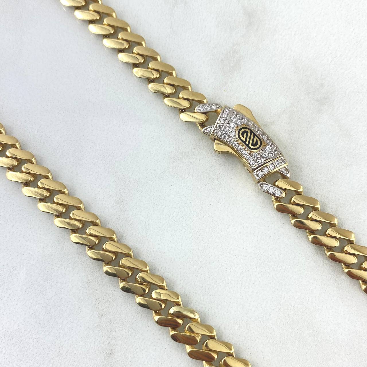 Cadena Cubana Infinito 25.65gr / 45cm-7mm Circones Blancos Oro Amarillo +2 ©