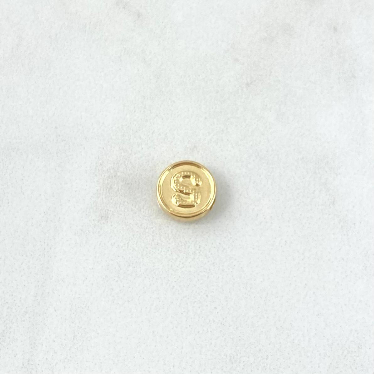 Herraje Letra S Tambor 0.25gr / 0.8cm / Doble Faz Oro Amarillo