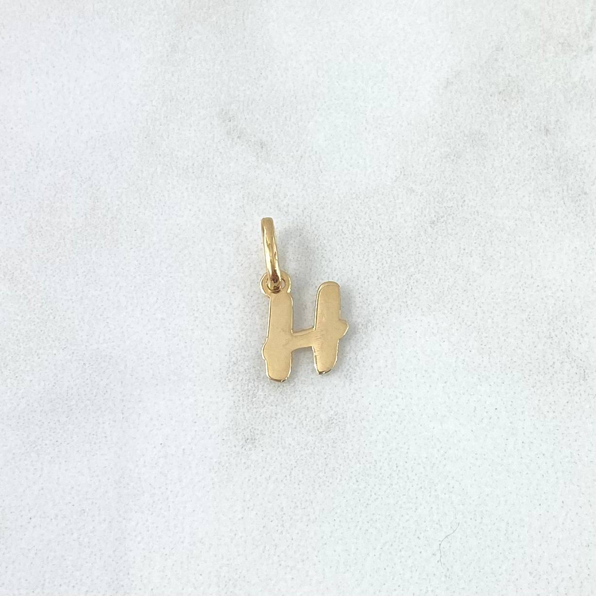Dije Letra H Cursiva 0.45gr / 1.5cm / Lisa Oro Amarillo
