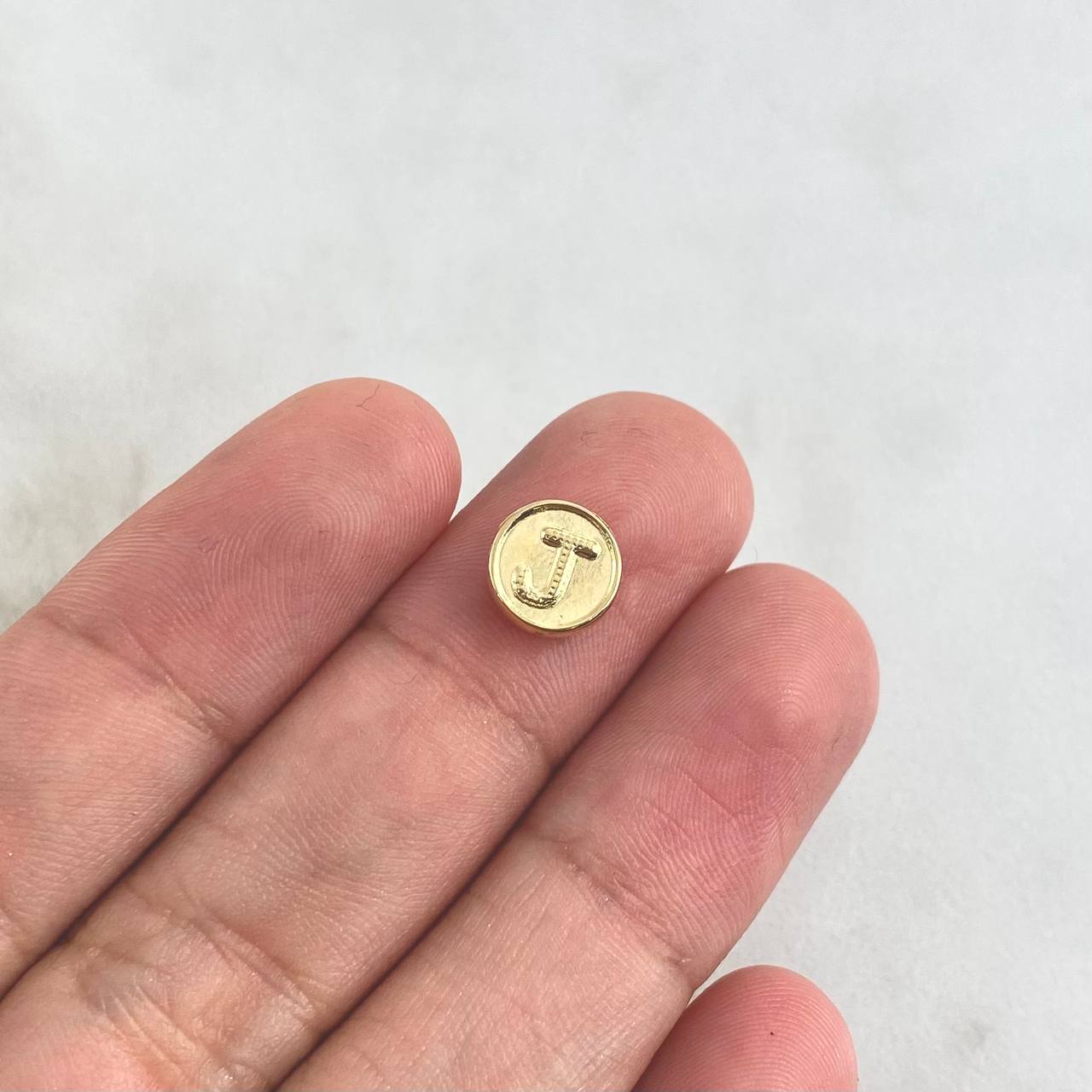 Herraje Letra J Tambor 0.3gr / 0.8cm / Doble Faz Oro Amarillo