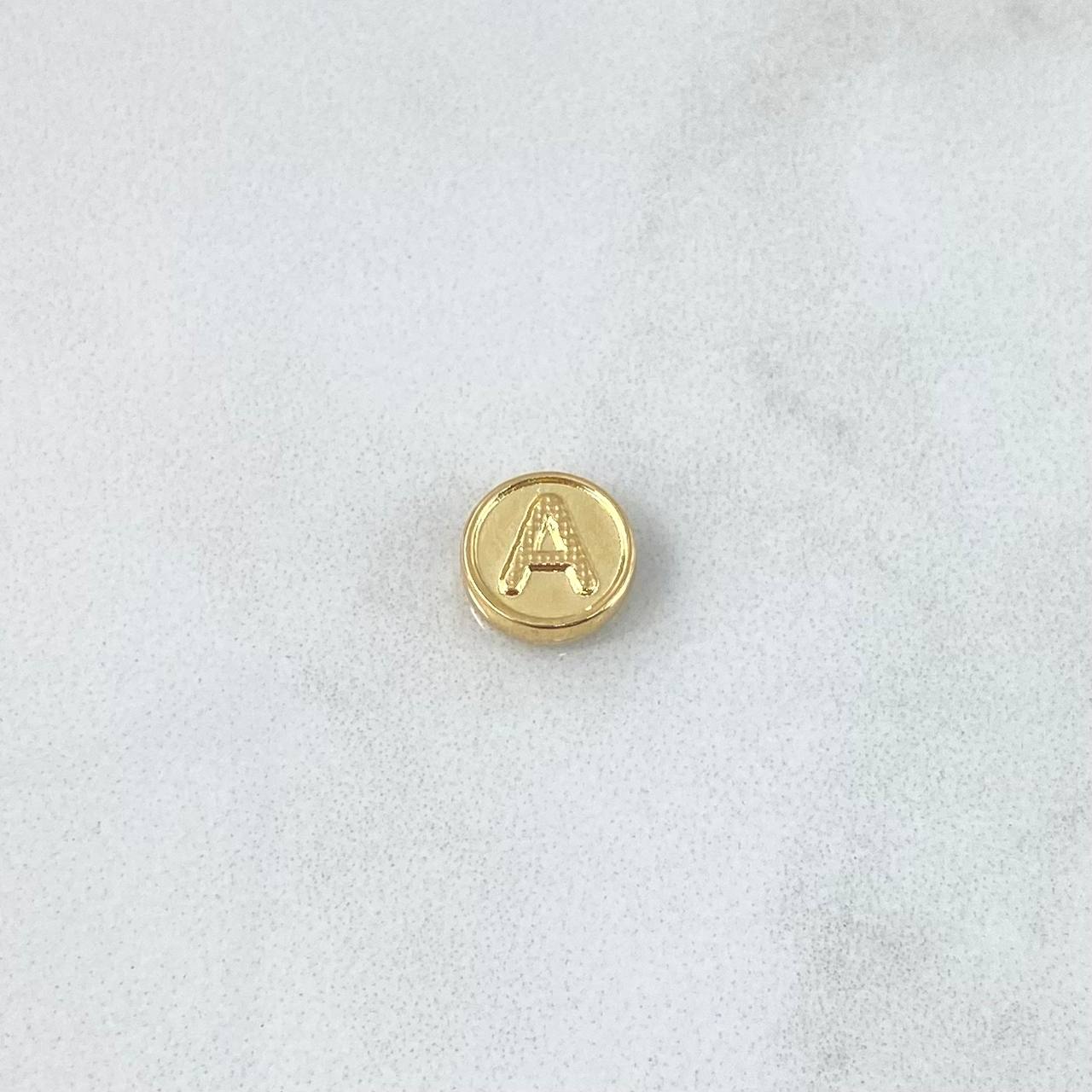 Herraje Letra A Tambor 0.25gr / 0.8cm / Doble Faz Oro Amarillo