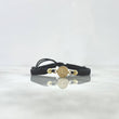 Pulsera Negra Herraje Letra L 0.7gr / 4mm Bolas Discoteca 2 Und Oro Amarillo