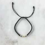 Pulsera Negra Herraje Letra C 0.6gr / 4mm Bolas Discoteca 2 Und Oro Amarillo