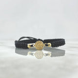 Pulsera Negra Herraje Letra C 0.6gr / 4mm Bolas Discoteca 2 Und Oro Amarillo