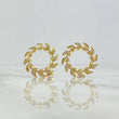 Topos Corona de Laurel 4.9gr / 2.3cm / Circones Blancos - Broche Mariposa Oro Amarillo