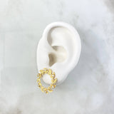Topos Corona de Laurel 4.9gr / 2.3cm / Circones Blancos - Broche Mariposa Oro Amarillo