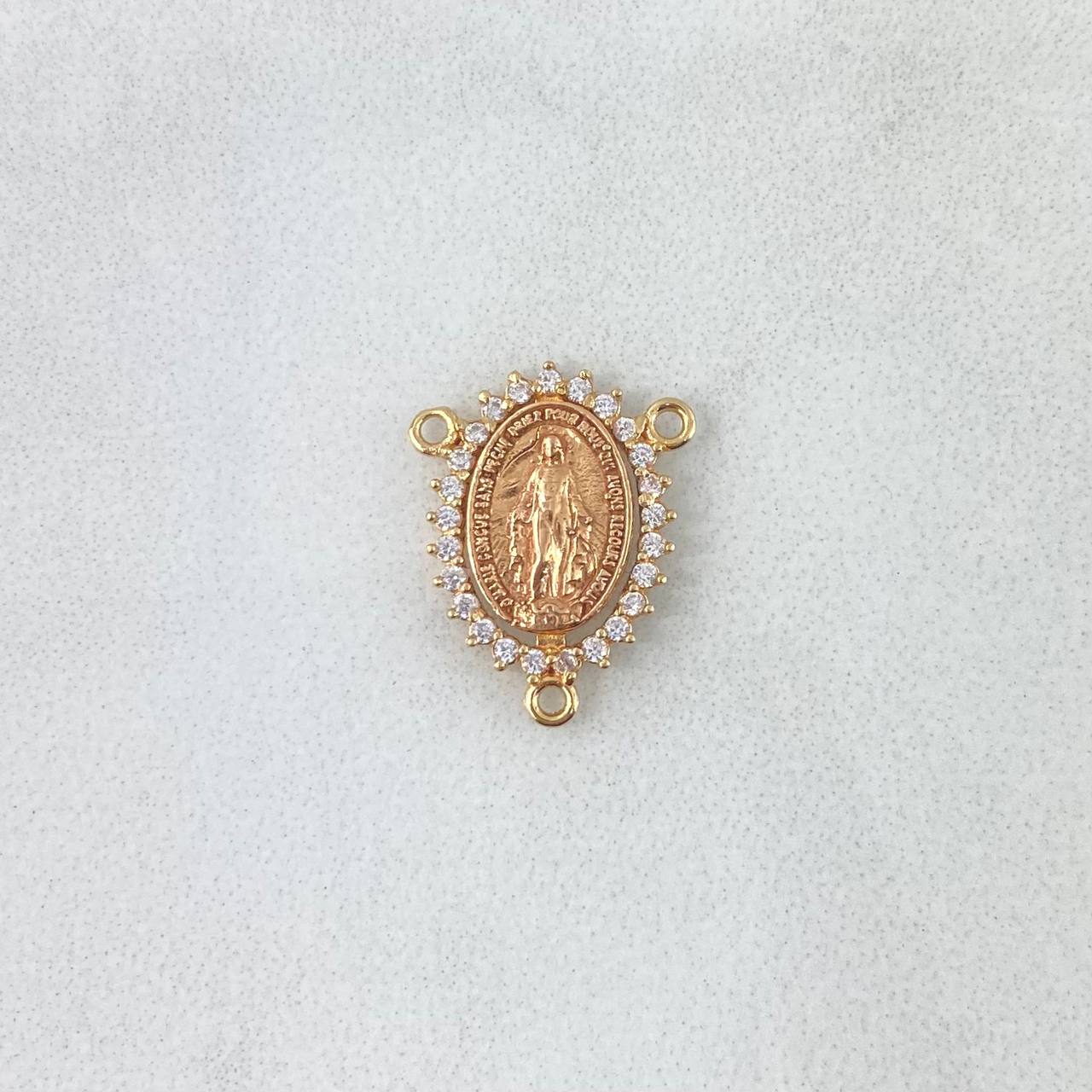 Herraje Crucero Virgen Milagrosa 0.95gr / 1.5cm / Circones Blancos Oro Amarillo