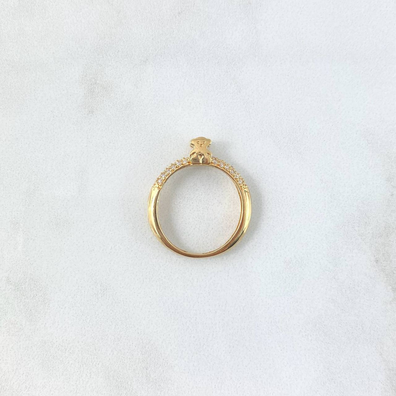 Anillo Solitario Oso TS 2.5gr / T6 / Circones Blancos Oro Amarillo