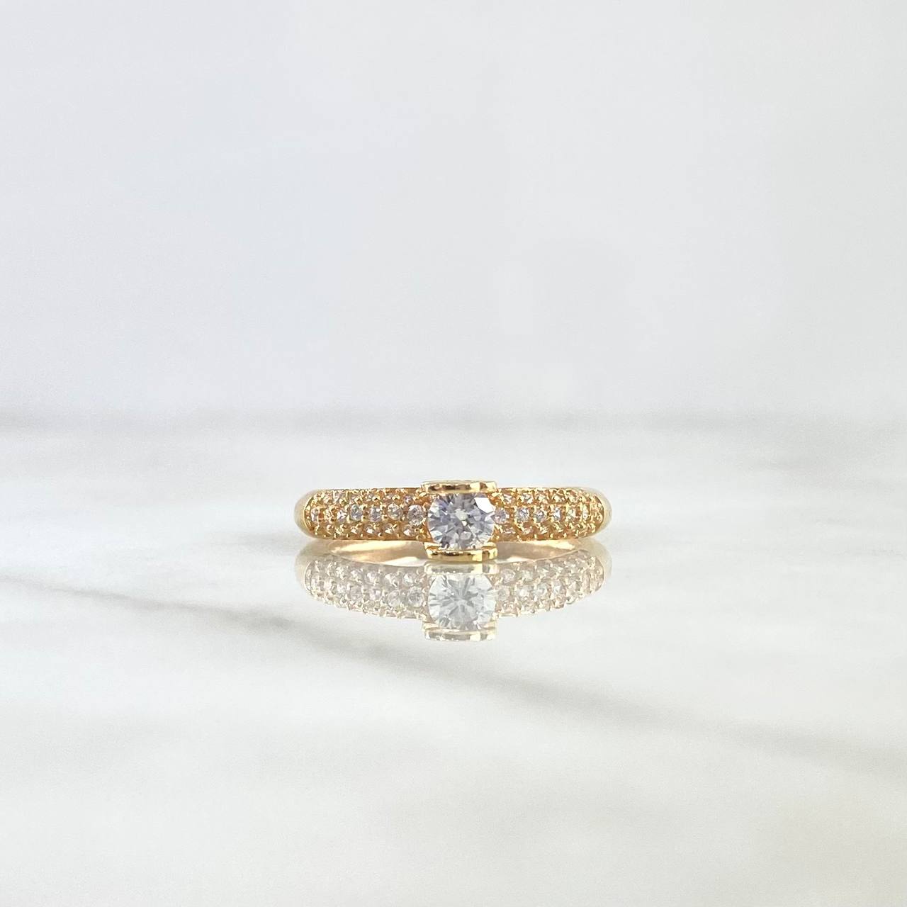 Anillo Solitario Oso TS 2.5gr / T6 / Circones Blancos Oro Amarillo