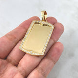 Dije Placa Rectangular 13.35gr / 5.5cm / Circones Blancos Oro Amarillo *
