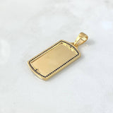 Dije Placa Rectangular 7.65gr / 4.2cm / Circones Negros Oro Amarillo *