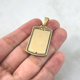 Dije Placa Rectangular 7.65gr / 4.2cm / Circones Negros Oro Amarillo *