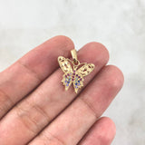 Dije Mariposa 1.45gr / 1.8cm / Circones de Colores Oro Amarillo *