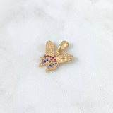 Dije Mariposa 1.45gr / 1.8cm / Circones de Colores Oro Amarillo *