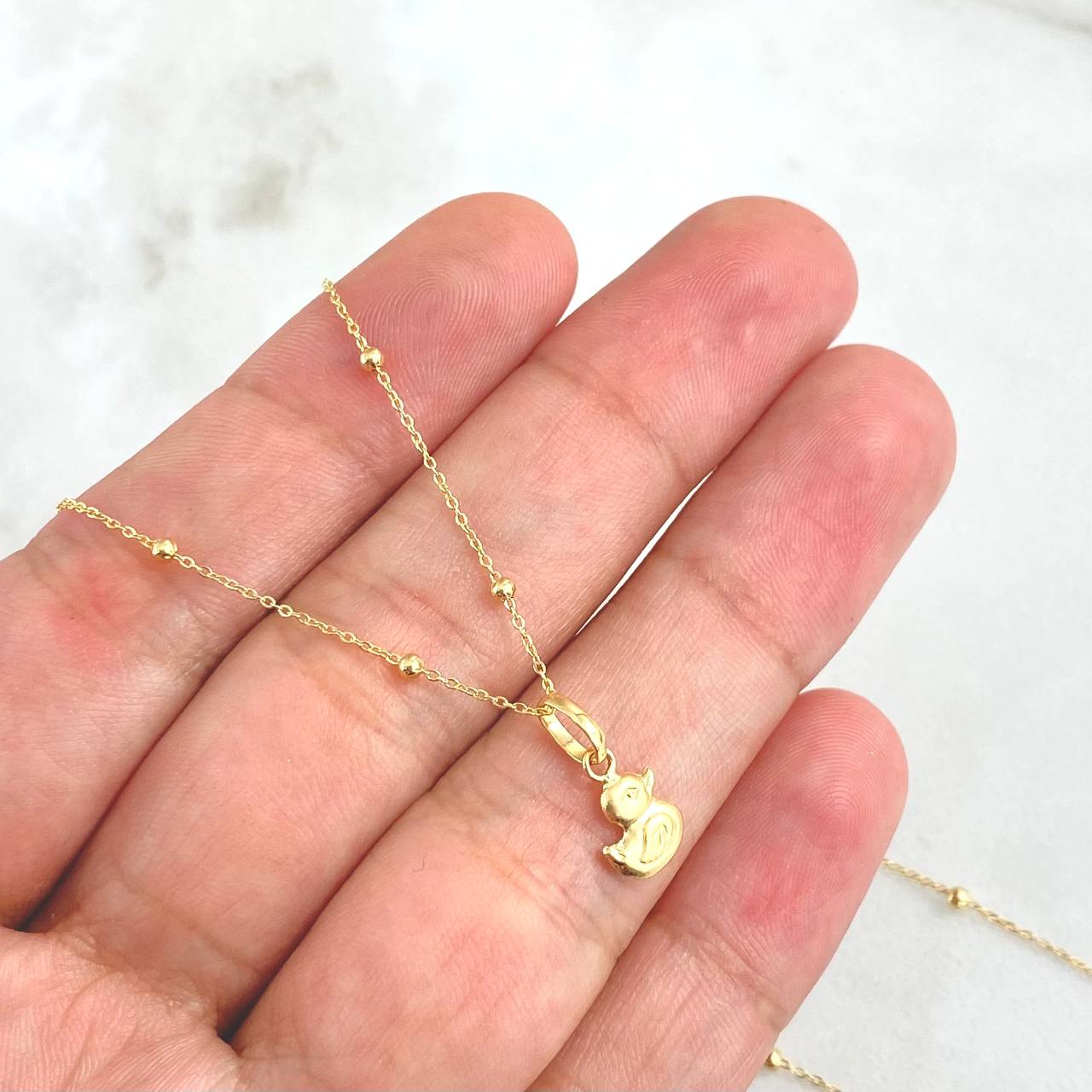 Cadena Aro Seguido Especial 1.4gr / 50cm / 2mm + Dije Pato Mate 0.25gr / 1.3cm Oro Amarillo (Oferta) *