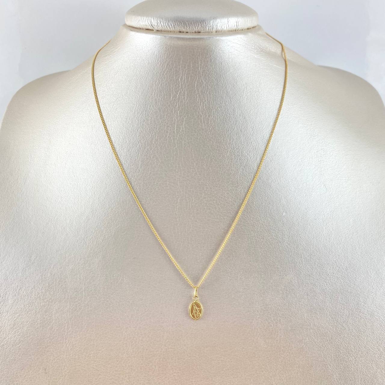 Cadena Mini Cubana 0.9gr / 40cm / 1mm + Dije San Miguel Arcangel - Mate 0.3gr / 1.4cm Oro Amarillo (Oferta) *