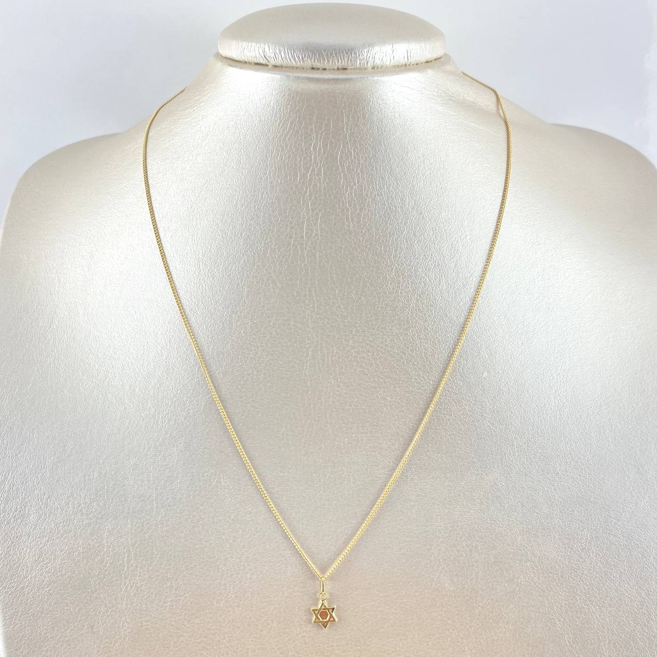 Cadena Mini Cubana 1gr / 45cm / 1mm + Dije Estrella De David 0.25gr / 1.45cm Oro Amarillo (Oferta) *