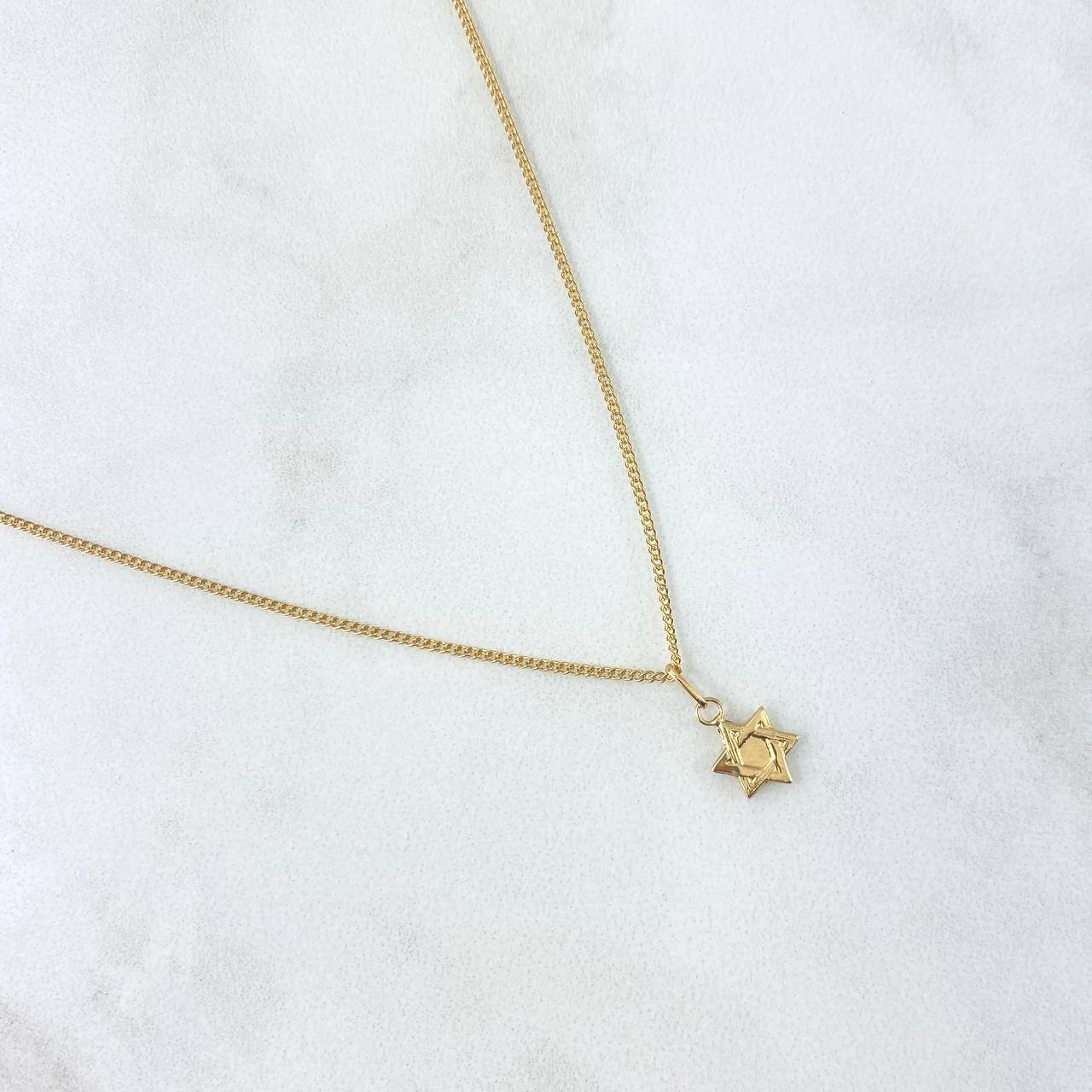 Cadena Mini Cubana 1gr / 45cm / 1mm + Dije Estrella De David 0.25gr / 1.45cm Oro Amarillo (Oferta) *
